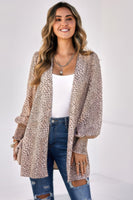 Allover Print Shirred Cuff Lantern Sleeve Kimono - REPUBLIC FASHION STORE
