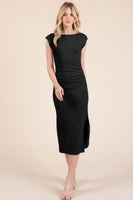 Cap Sleeve Boatneck Open Back Midi Dress - REPUBLIC FASHION