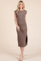 Cap Sleeve Boatneck Open Back Midi Dress - REPUBLIC FASHION