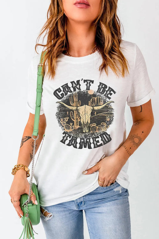 Graphic Round Neck Short Sleeve T-Shirt - REPUBLIC FASHION STORE